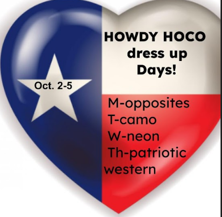  Next week is homecoming week! Plan ahead to participate in all of the fun activities including dres